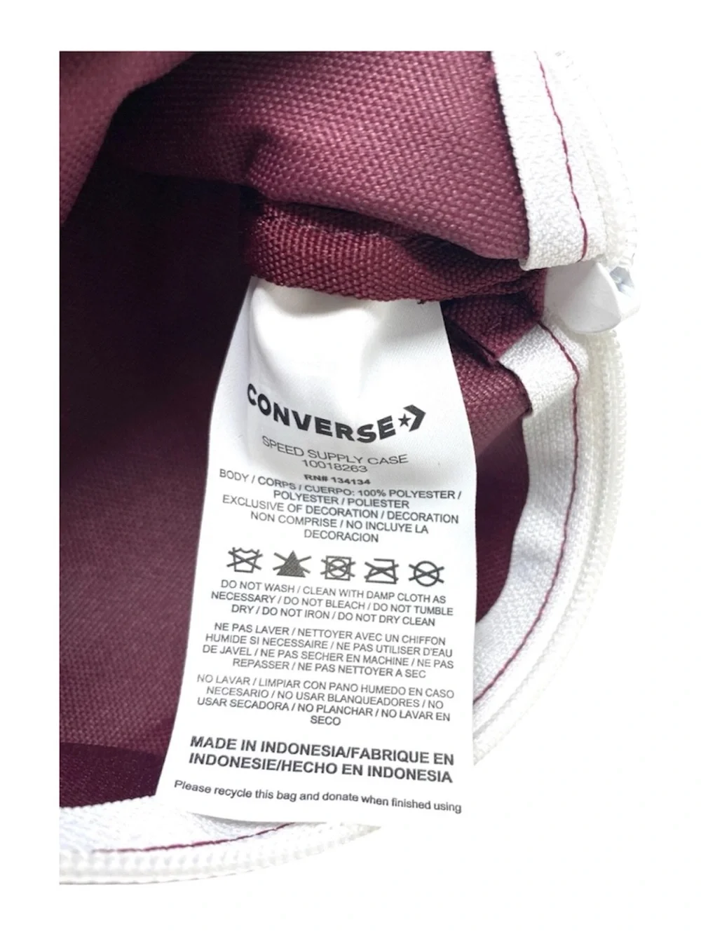 CONVERSE SPEED SUPPLY CASE PENCIL POUCH MAKE UP BAG (Maroon) NWOT